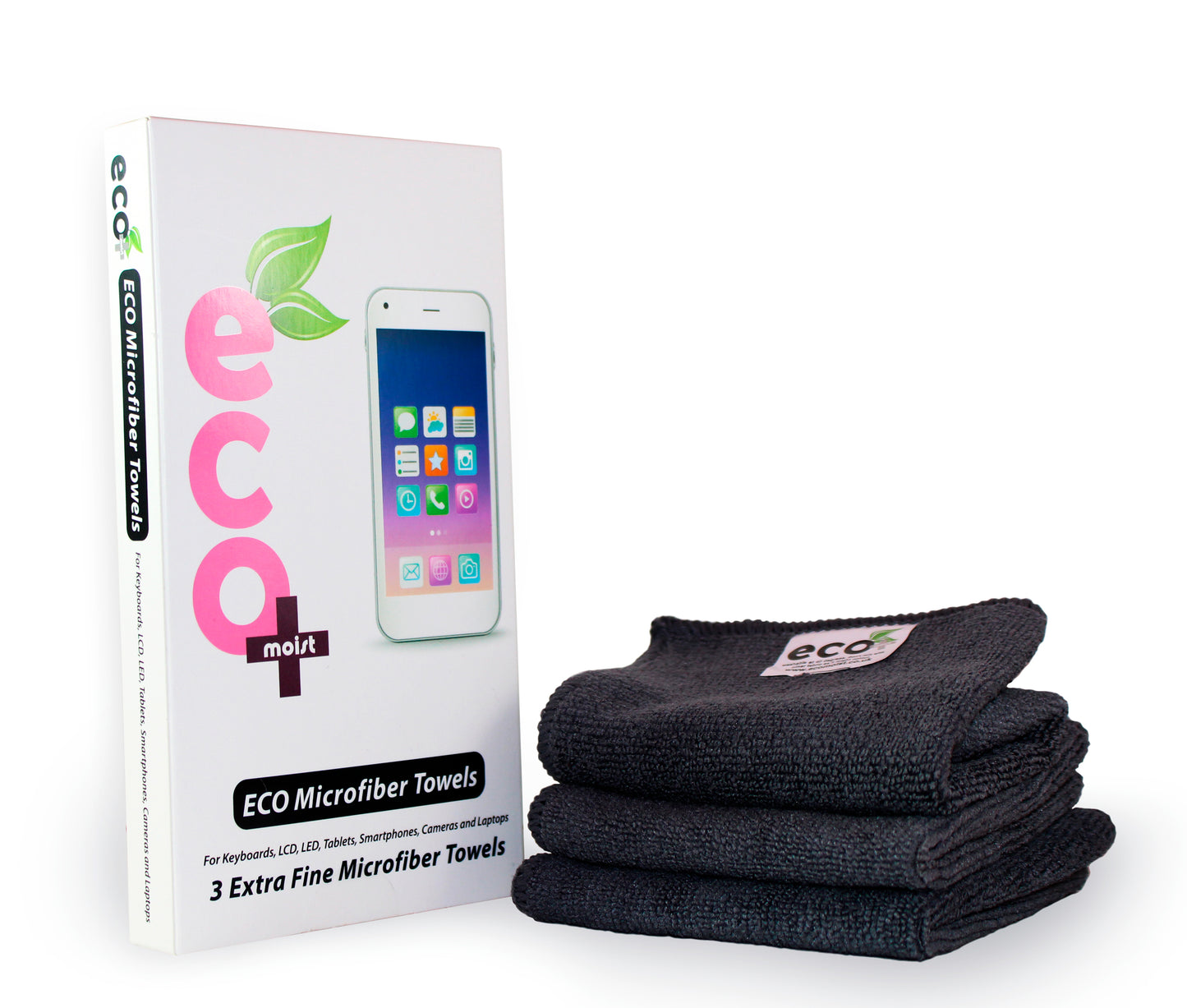 Ecomoist Premium Microfiber Cleaning Towels – Pack of 3 (20cm x 20cm) Eco-Friendly, Lint-Free, and Ultra-Absorbent Cleaning Cloths for All Surfaces