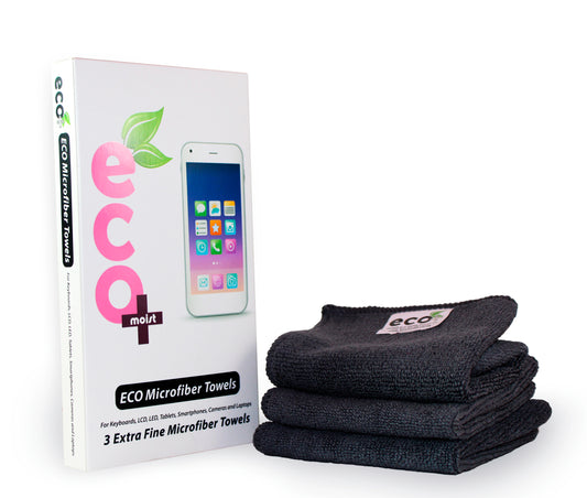 Ecomoist Premium Microfiber Cleaning Towels – Pack of 3 (20cm x 20cm)  Eco-Friendly, Lint-Free, and Ultra-Absorbent Cleaning Cloths for All Surfaces